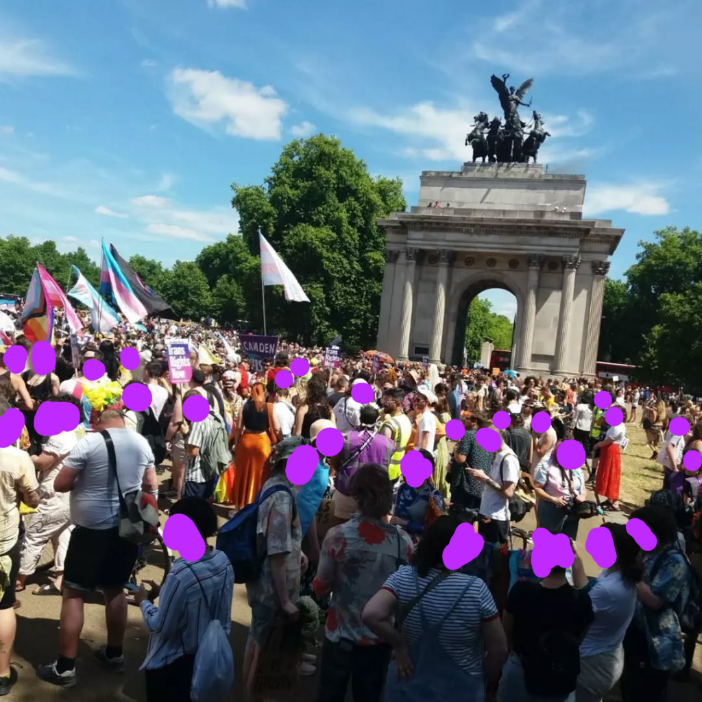 A photo of the crowd at London Trans Pride 2022 before the march.